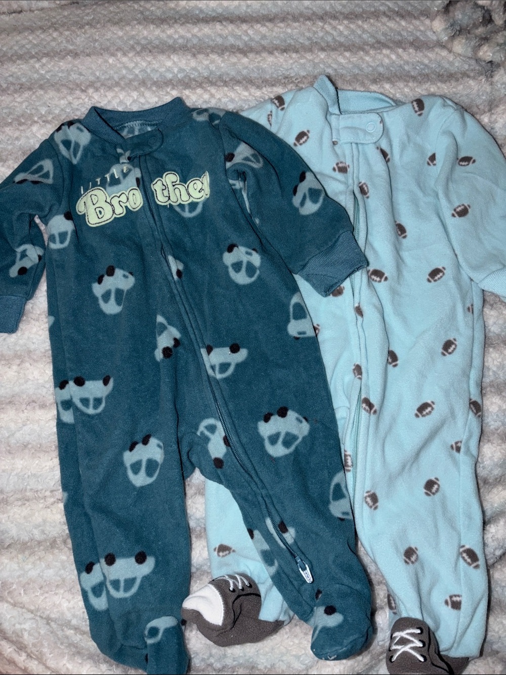 Carter's Blue Fleece Footed One-Piece Pair